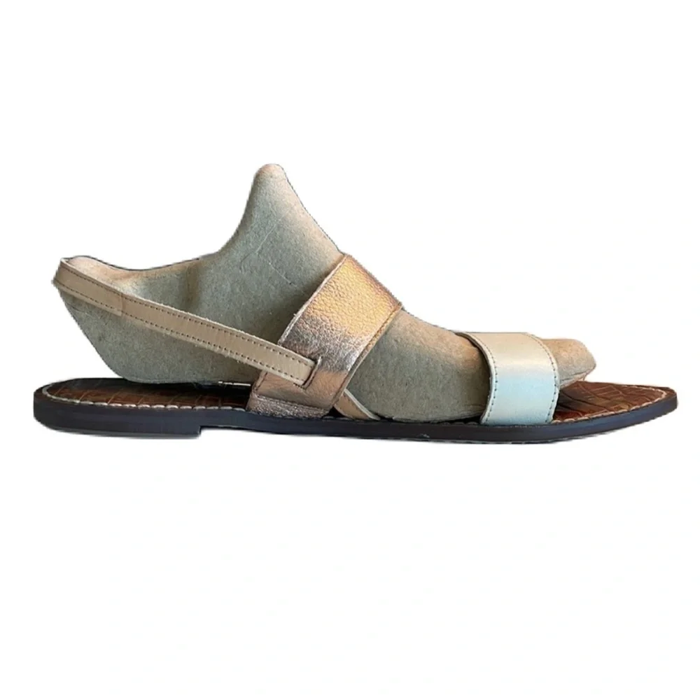 Sz9.5 Sam Edelman Cream/Copper Leather 2 strap with adj ankle strap EUC - Picture 6 of 13